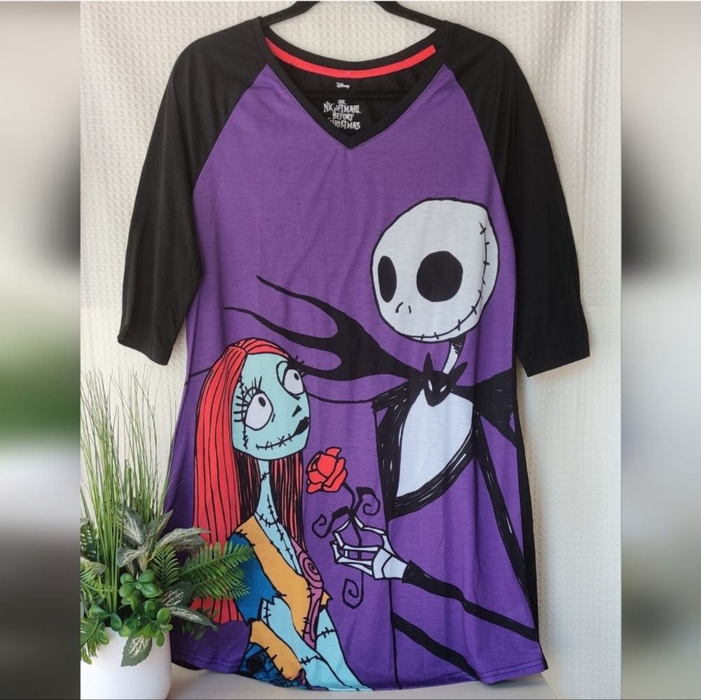 Disney Nightmare Before Christmas Women's 3/4 Sleeve Nightgown Size M